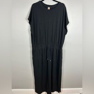 SMASH + TESS French Terry Maxi‎ Dress Black Size 3XL Stretch Casual Relaxed